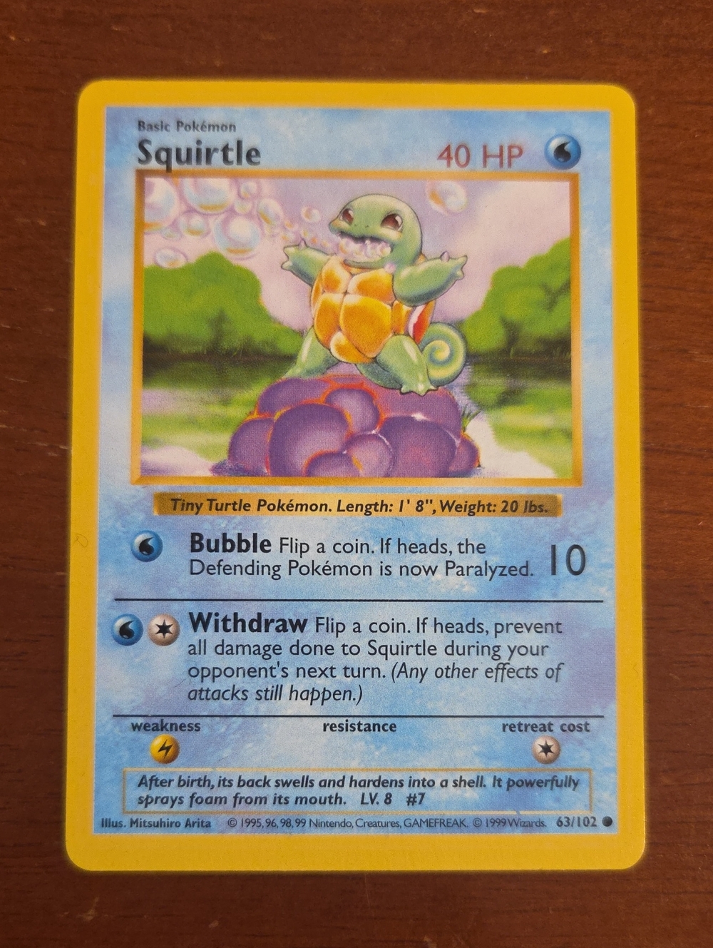 Pokemon Base Set 1999 SQUIRTLE Trading Card (63/102)